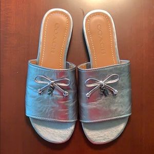 Coach Leather Metallic Tassel Slide Sandal